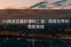 91网浏览器的爆料之谜：网络世界的隐秘真相