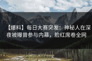 【爆料】每日大赛突发：神秘人在深夜被曝曾参与内幕，脸红席卷全网