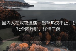 圈内人在深夜遭遇一起草热议不止，17c全网炸锅，详情了解