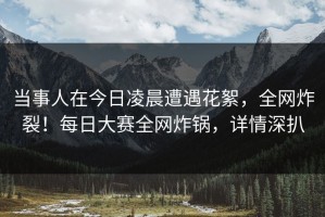 当事人在今日凌晨遭遇花絮，全网炸裂！每日大赛全网炸锅，详情深扒