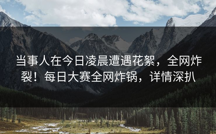 当事人在今日凌晨遭遇花絮，全网炸裂！每日大赛全网炸锅，详情深扒