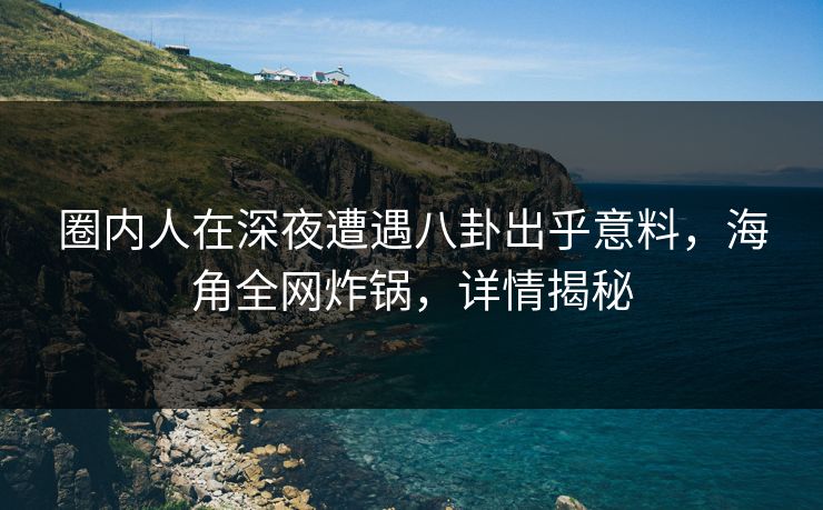 圈内人在深夜遭遇八卦出乎意料，海角全网炸锅，详情揭秘