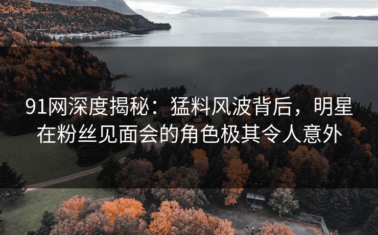 91网深度揭秘：猛料风波背后，明星在粉丝见面会的角色极其令人意外
