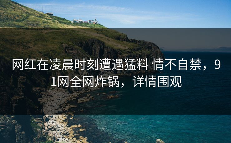网红在凌晨时刻遭遇猛料 情不自禁，91网全网炸锅，详情围观