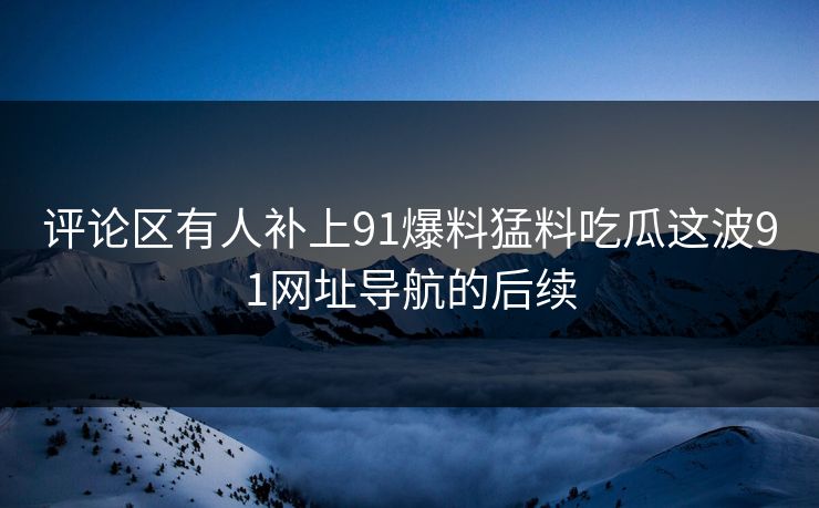 评论区有人补上91爆料猛料吃瓜这波91网址导航的后续